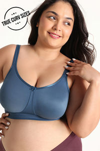 Zivame True Curv Single Layered Non Wired Full Coverage Super Support Bra - Real Teal — thumbnail 1